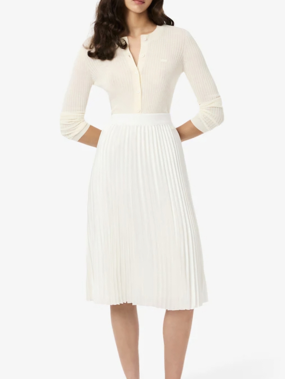 NWT Lacoste Women's Pleated Satin Midi Skirt, Size 44EU- US33